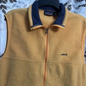 Vintage Patagonia Synchilla Full Zip Fleece Vest Yellow Men's Large USA Made VTG